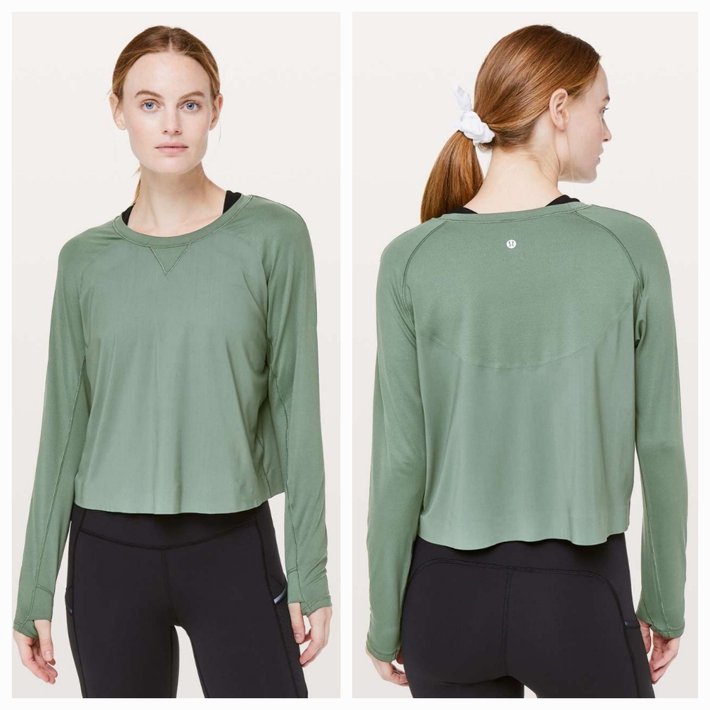 Lululemon Another Lap Strong Long Sleeve Dark Forest Sz 12